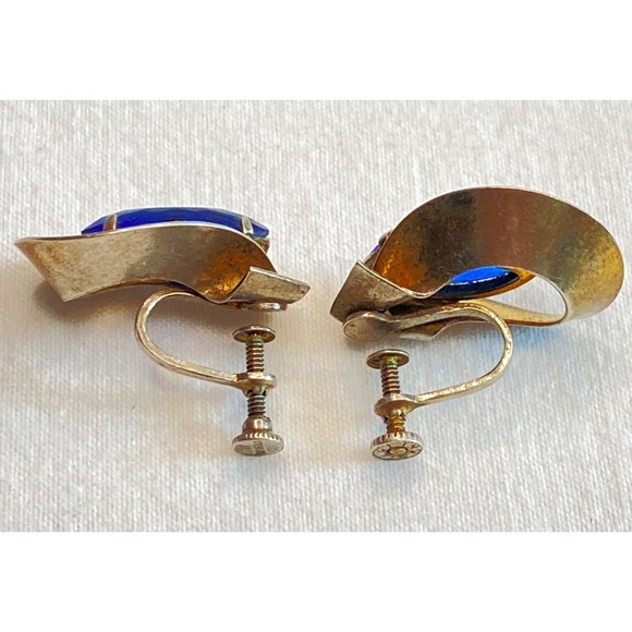 Sterling Silver Earrings Central Clear Blue Faceted Marquise Stone - Picture 8 of 11